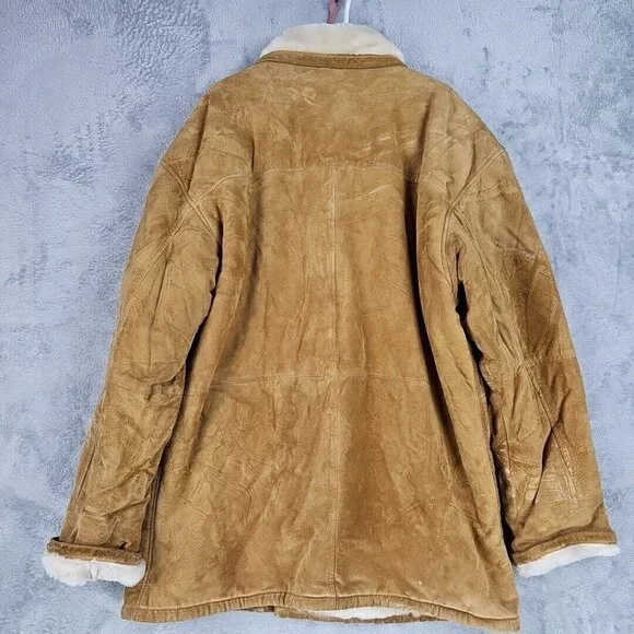 Adventure Bound By Wilsons Suede Leather Coat Mens L Brown Faux Fur Lined VTG